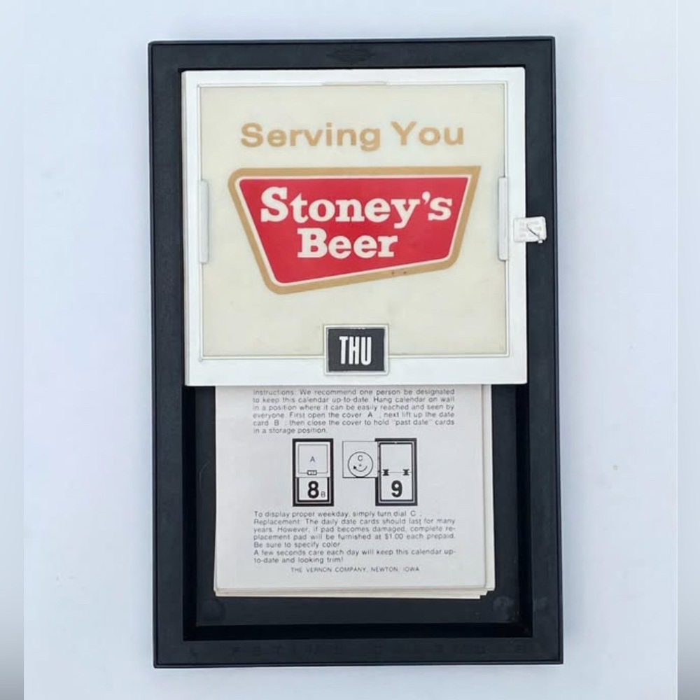 Stoney's Beer Vintage Wall Serving You Lifetime Calendar